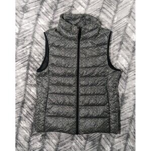 UNIQLO Womens Large L Ultra Light Packable Down Insulated Gilet Vest Herringbone